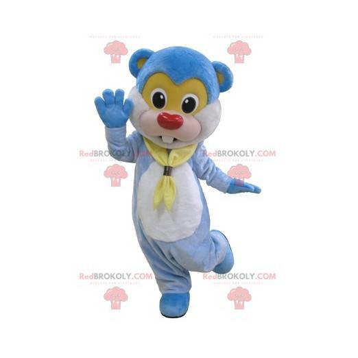 Reusachtige en schattige blauwe teddybeer mascotte -