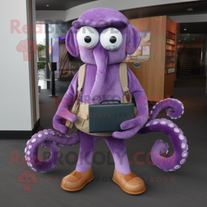 Lila Oktopus Maskottchen...