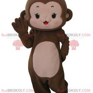 Velmi roztomilý hnědý a růžový maskot opice - Redbrokoly.com