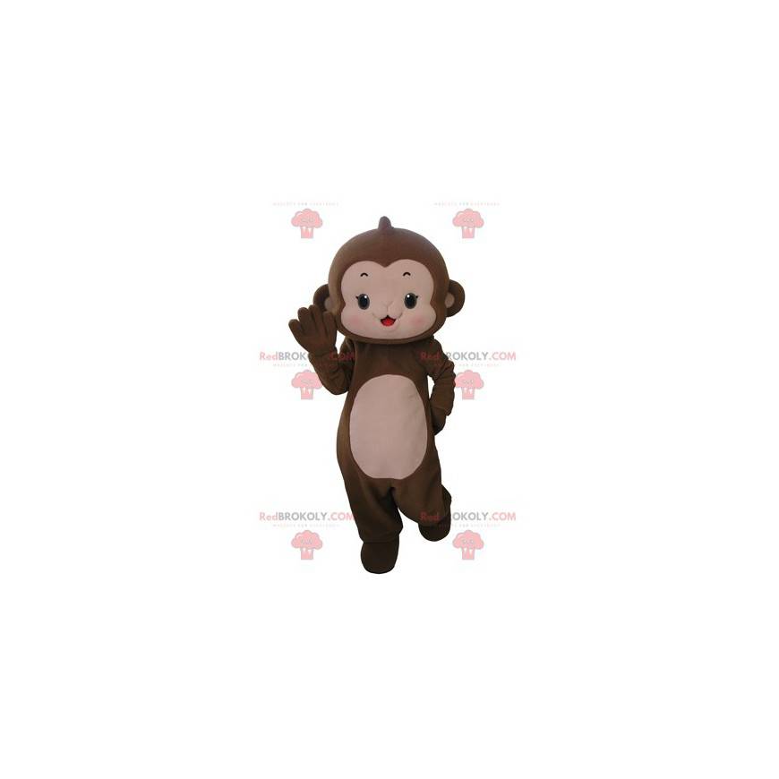 Mascotte de singe marron et rose très mignon - Redbrokoly.com