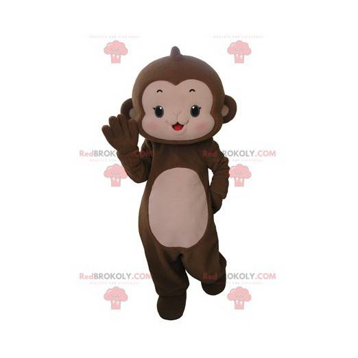 Mascote macaco marrom e rosa muito fofo - Redbrokoly.com