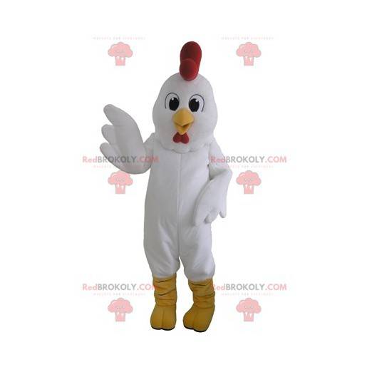 Gigante mascotte gallina bianca. Mascotte del gallo -