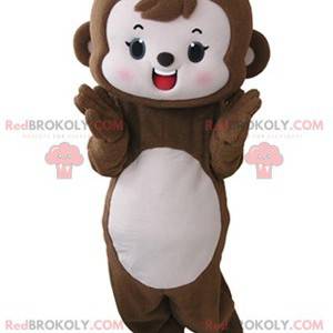 Mascotte de singe marron et rose mignon et attendrissant -