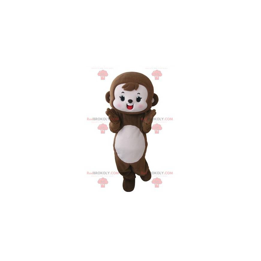 Cute and touching brown and pink monkey mascot - Redbrokoly.com