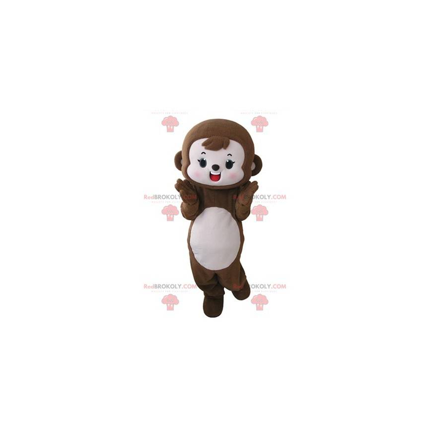 Mascote macaco marrom e rosa fofo e tocante - Redbrokoly.com