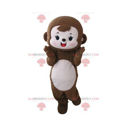 Mascote macaco marrom e rosa fofo e tocante - Redbrokoly.com