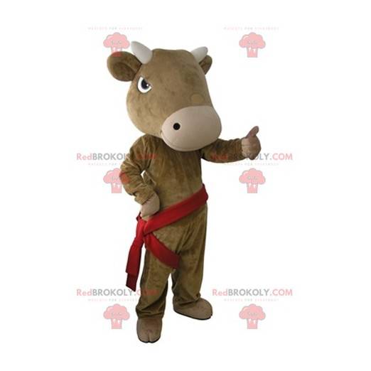 Jätte och mycket realistisk brun ko maskot - Redbrokoly.com