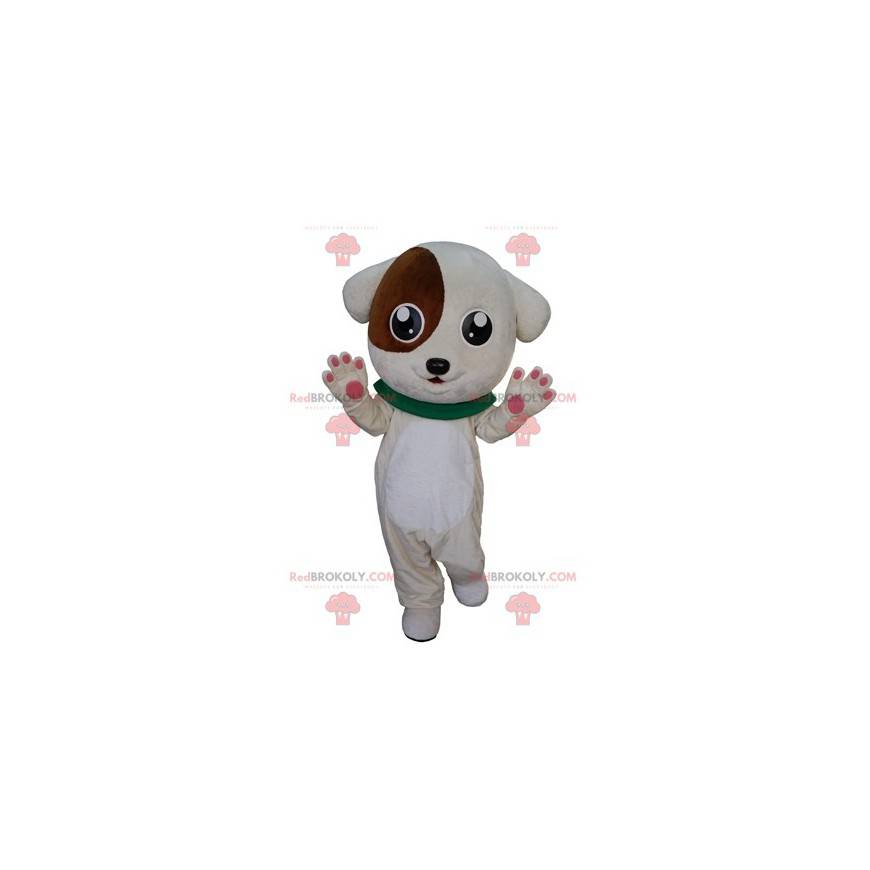 Fofinho e doce mascote cachorrinho branco e marrom -