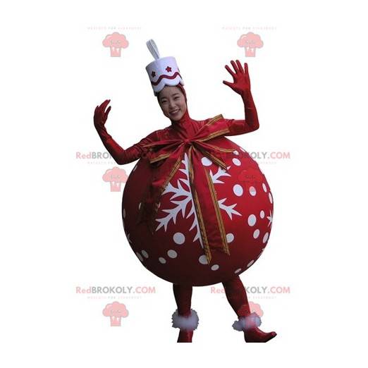 Reusachtige rode kerstboombal mascotte - Redbrokoly.com