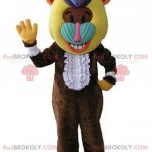 Brązowy pawian małpa maskotka z kolorową głową - Redbrokoly.com