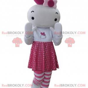 Mascote da boneca coelho rosa e branco - Redbrokoly.com