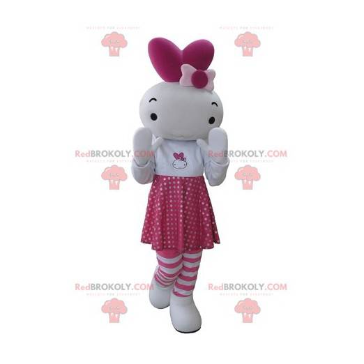 Rosa og hvit kanindukke maskot - Redbrokoly.com