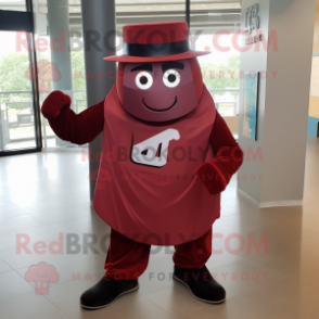 Maroon Superhero mascot costume character dressed with a Dress Shirt and Hats