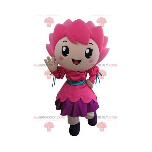 Le den lilla flickan rosa blommamaskot - Redbrokoly.com