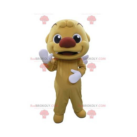 Meget smilende gul snemand maskot med vinger - Redbrokoly.com