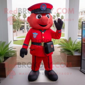 Röd polis maskot kostym...