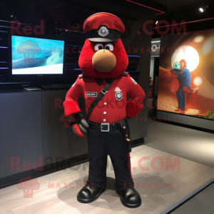 Rød politibetjent maskot...