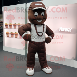 nan Chocolate Bars mascot costume character dressed with a Joggers and Caps