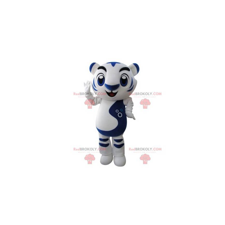 Meget vellykket hvid og blå tiger maskot - Redbrokoly.com