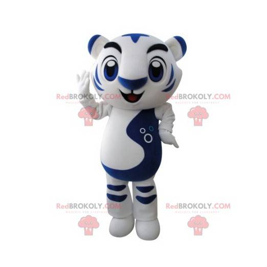 Mascotte de tigre blanc et bleu très réussi - Redbrokoly.com