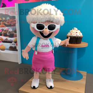 nan Cupcake mascot costume character dressed with a Bermuda Shorts and Wallets