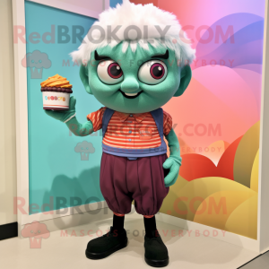 nan Cupcake mascot costume character dressed with a Bermuda Shorts and Wallets