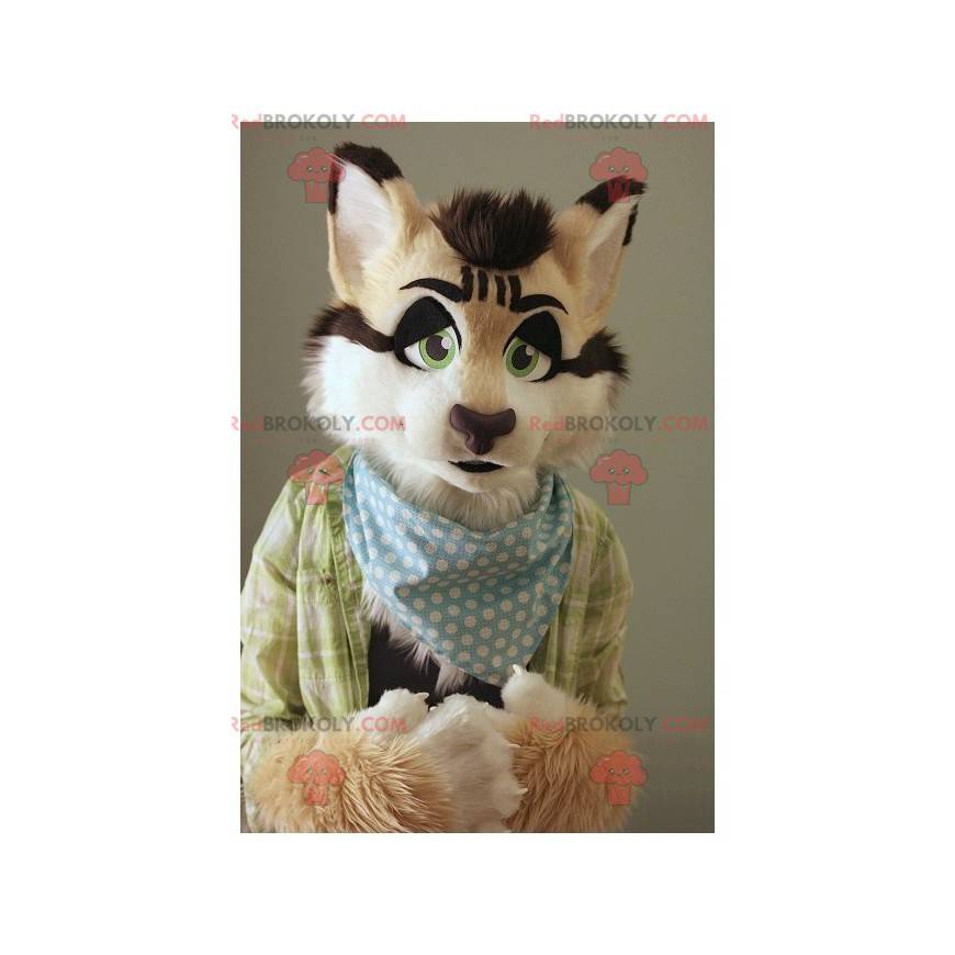 Maskottchen hübsche Katze beige weiß und schwarz - Maskottchen hübsche Katze beige weiß und schwarz -