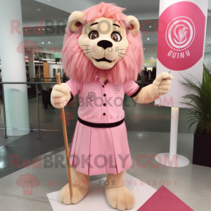 Pink Lion mascotte kostuum...