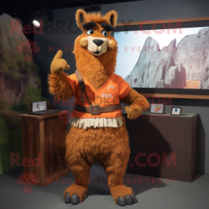Rust Llama mascot costume character dressed with a Shorts and Cufflinks