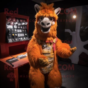 Rust Llama mascot costume character dressed with a Shorts and Cufflinks