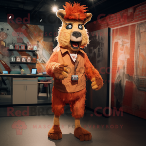 Rust Llama mascot costume character dressed with a Shorts and Cufflinks