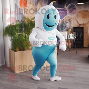 Cyan Beluga Whale maskot...