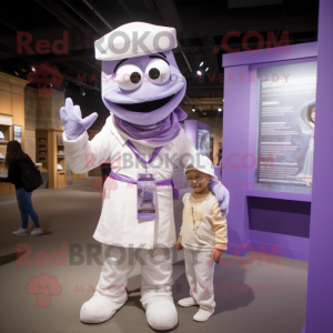 Lavender Mummy mascot costume character dressed with a Poplin Shirt and Watches