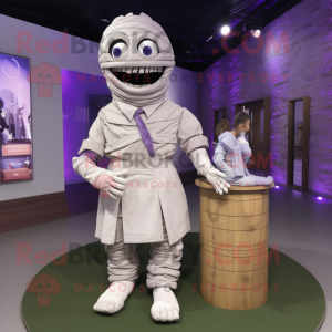 Lavender Mummy mascot costume character dressed with a Poplin Shirt and Watches