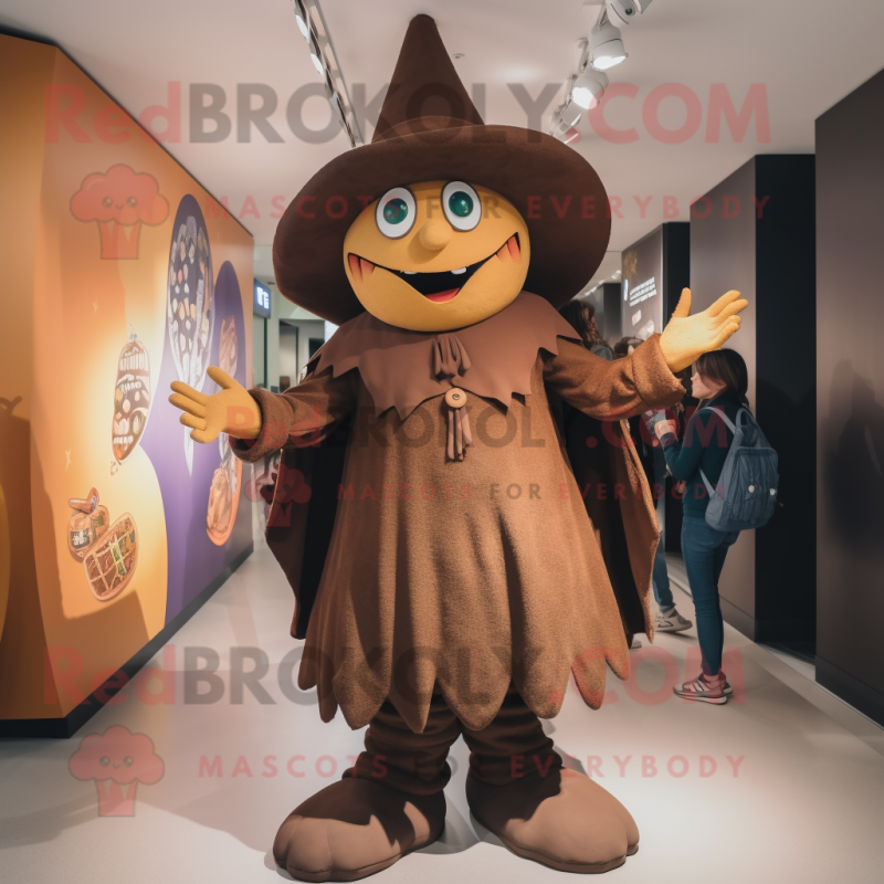 Brown Witch mascot costume character dressed with a Jeggings and Berets Brown Witch mascot costume character dressed with a Jeggings and Berets