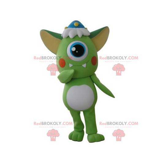 Mascotte d'extra-terrestre vert cyclope - Redbrokoly.com