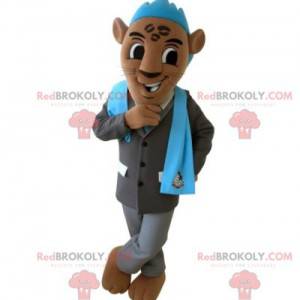 Brown tiger mascot with a suit and a blue crest - Redbrokoly.com