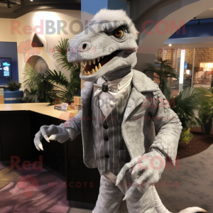 Sølv Utahraptor maskot...