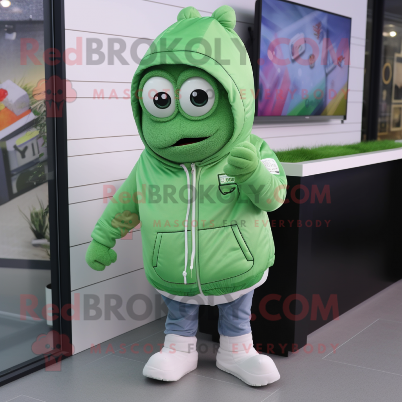 Green Ice mascot costume character dressed with a Hoodie and Pocket squares Green Ice mascot costume character dressed with a Hoodie and Pocket squares