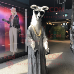 Sølv lama maskot kostume...