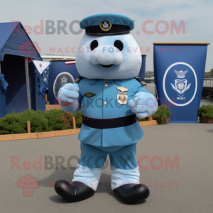 Sky Blue Navy Seal mascot costume character dressed with a Shorts and Shoe clips