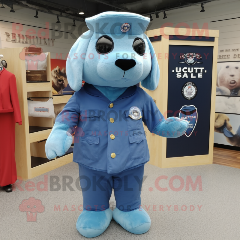 Sky Blue Navy Seal mascot costume character dressed with a Shorts and Shoe clips