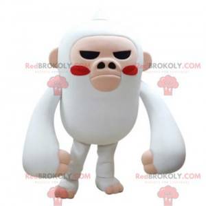 White and pink monkey mascot looking fierce - Redbrokoly.com