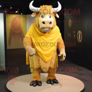 Gul Minotaur maskot kostume...