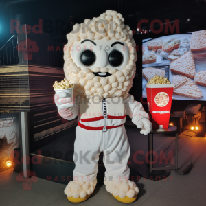 Hvid Pop Corn maskot...