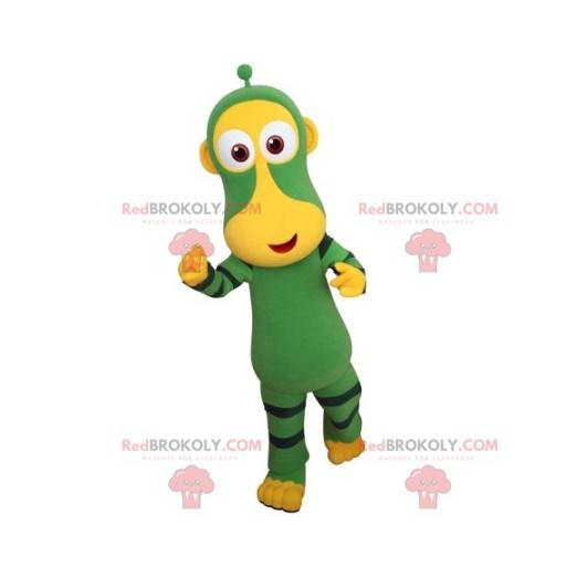 Grøn og gul abemaskot. Futuristisk dyremaskot - Redbrokoly.com