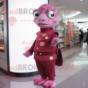 Maroon Pink maskot kostume...