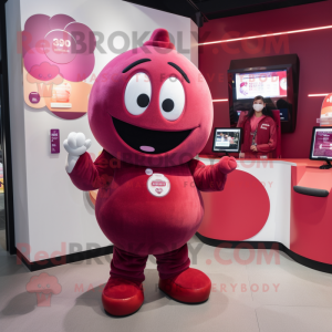 Maroon Pink maskot kostume...