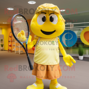 Geel tennisracket mascotte...