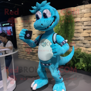 Cyan Hydra maskot drakt...